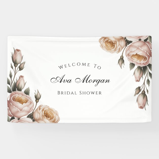 Lona Blush and Ivory Rose Floral Bridal Shower (Horizontal)