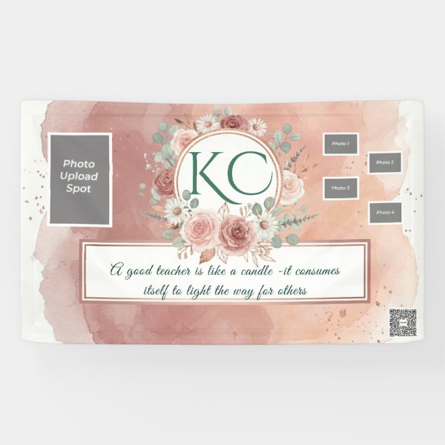 Lona Blush Pink Teacher Appreciation Photo Banner (Horizontal)