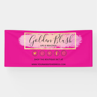 Lona Blush Rosa Acuarela y Geométrico Moderno Dorado Ch