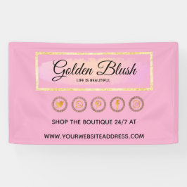 Lona Blush Rosa Acuarela y Geométrico Moderno Dorado Ch