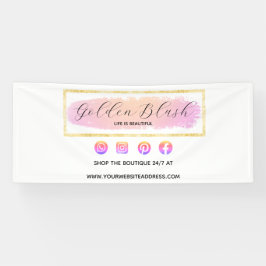 Lona Blush Rosa Acuarela y Geométrico Moderno Dorado Ch