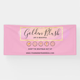 Lona Blush Rosa Acuarela y Geométrico Moderno Dorado Ch