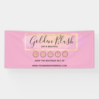 Lona Blush Rosa Acuarela y Geométrico Moderno Dorado Ch