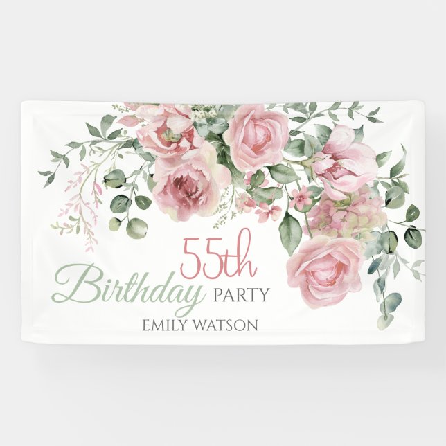 Lona Blush Rose Greenery Eucalypt 55th Birthday (Horizontal)