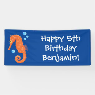 Lona Bóbulas de caballito de mar naranja personalizado