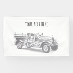 Lona boceto de lápiz de camión de bomberos antiguo dibu