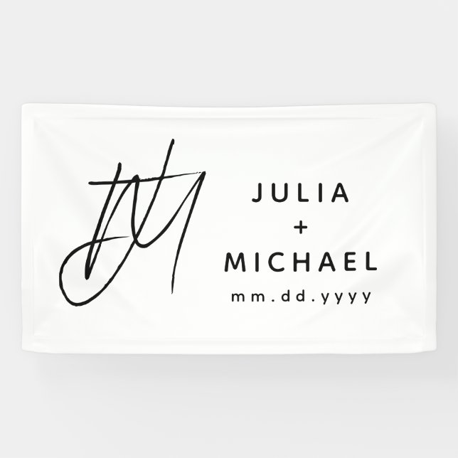 Lona Boda blanco personalizado (Horizontal)