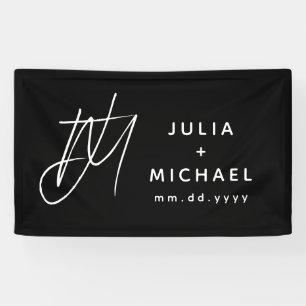 Lona Boda blanco y negro personalizado