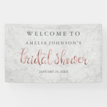 Boda Bridal Shower Banner Marble Rosa Oro
