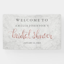 Lona Boda Bridal Shower Banner Marble Rosa Oro
