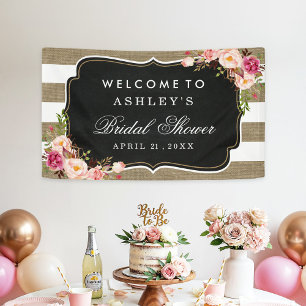 Lona Boda Bridal Shower Rustic Burlap Stripes Floral