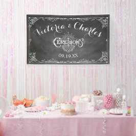 Lona Boda con tipografía vintage en pizarra