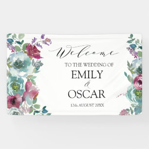 Lona Boda de acuarela floral Mint & Mauve