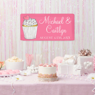 Lona Boda de Baby Shower de retorta de corazón rosado