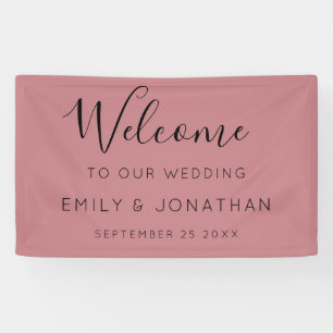 Lona Boda de bienvenida Nombres Fecha Rosa polvoriento