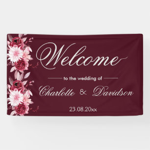 Lona Boda de bienvenida Red Burgundy Rubor Pink Waterco