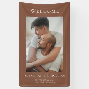 Lona Boda de bienvenida simple y elegante con foto