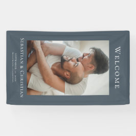 Lona Boda de bienvenida simple y elegante con foto