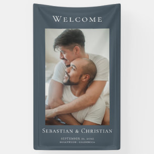 Lona Boda de bienvenida simple y elegante con foto