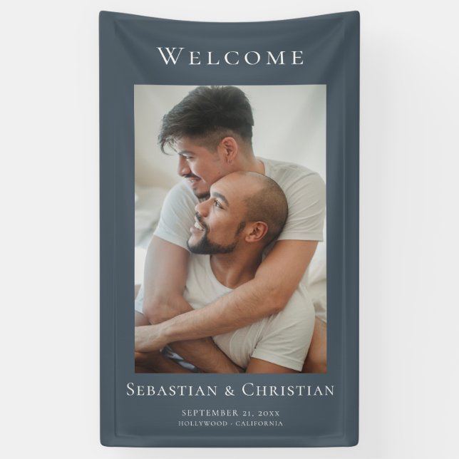 Lona Boda de bienvenida simple y elegante con foto (Vertical)