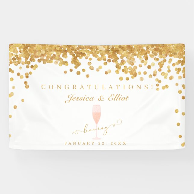 Lona Boda de Champagne elegante Gold Confetti (Horizontal)