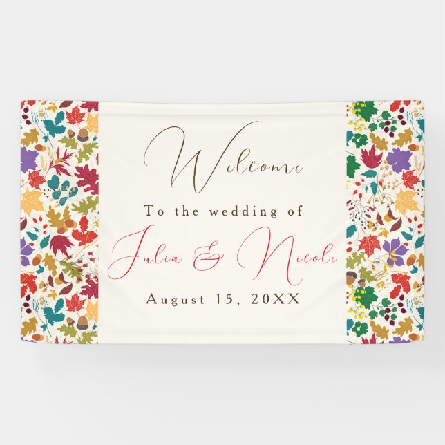 Lona Boda de flor de prado morado amarillo mostaza prim (Horizontal)