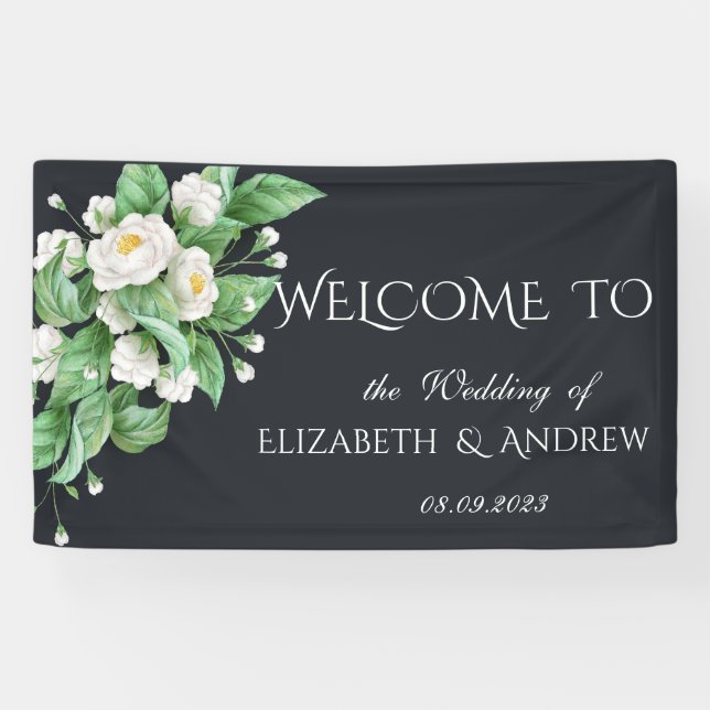 Lona Boda de flores blancas (Horizontal)