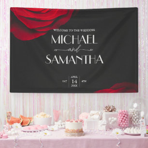 Lona Boda de flores pétalas rojas de escarlata vintage