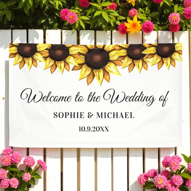 Lona Boda de girasol Blanco Floral Amarillo simple (Subido por el creador)