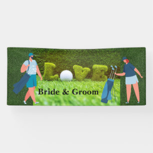 Lona Boda de golf con AMOR y golfistas