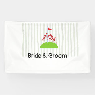 Lona Boda de golf con mucho amor en la bandera de golf