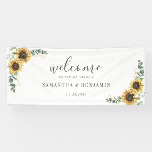 Lona Boda de guiones de eucalipto floral de girasol