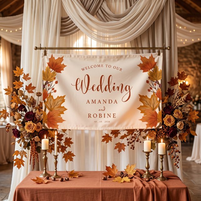 Lona Boda de hojas de arce de otoño elegante (Subido por el creador)
