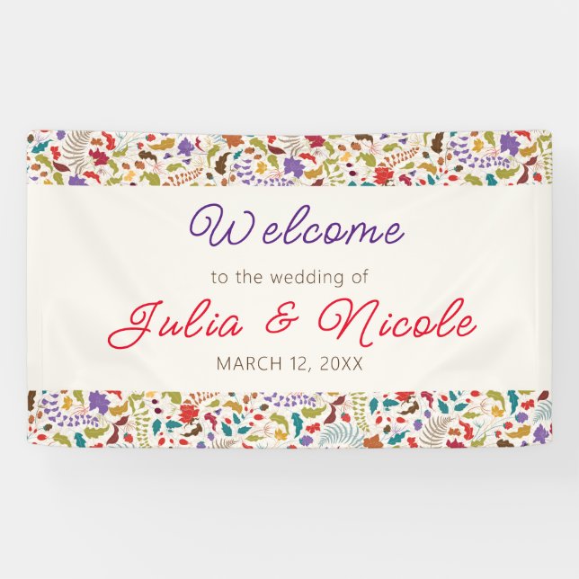 Lona Boda de Jardín de Flores Exóticas Rosa Woods (Horizontal)