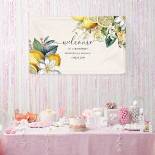 Lona Boda de limón cítrico de acuarela moderna