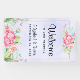 Lona Boda de marco floral de color de agua rosada moder