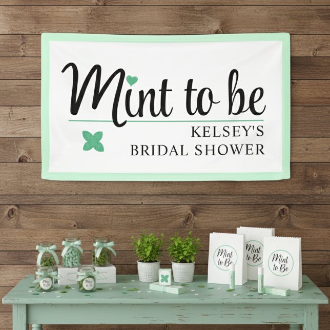 Lona Boda de Menta para Fiesta de Despedida de Soltera (Mint to Be Wedding Bridal Shower Banner
)