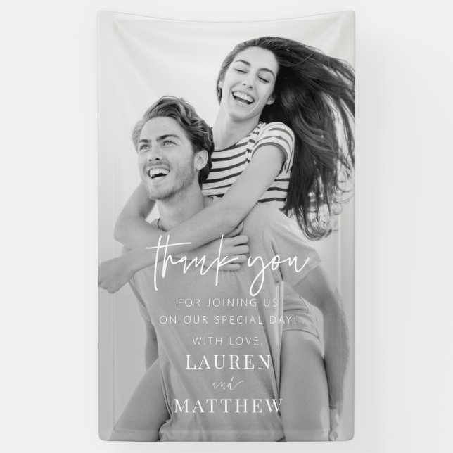 Lona Boda de Moda Minimalista moderna Gracias (Vertical)