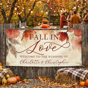 Lona Boda de Otoño Floral Acuarela Terracota Enamórate