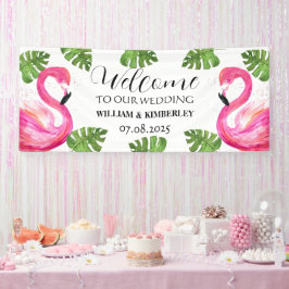 Lona Boda de Playa Tropical Flamingo Rosa
