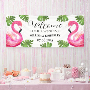 Lona Boda de Playa Tropical Flamingo Rosa