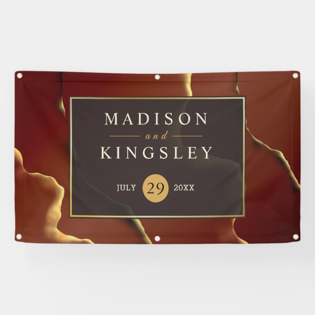 Lona boda De Resumen Elegante De Oro De Borgoña 🤵 (Horizontal)