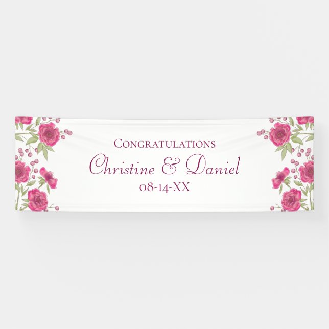 Lona Boda de Rosa Rosa Brillante (Horizontal)