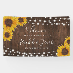 Lona Boda de Rustic Sunflowers String Lights