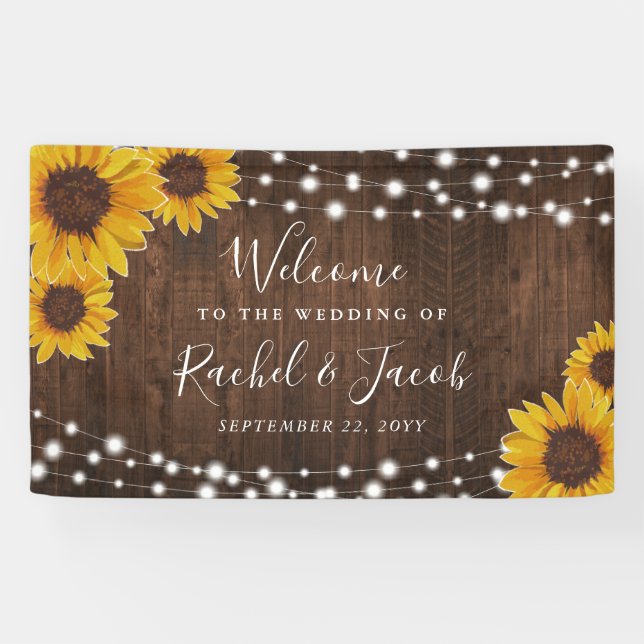Lona Boda de Rustic Sunflowers String Lights (Horizontal)