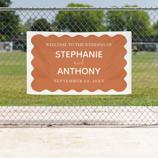 Lona Boda de Terracota Wavy Edge de los años 50 retro (In situ)