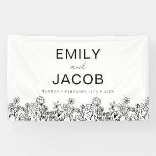 Lona Boda del Boho Black White Wildflower en flor