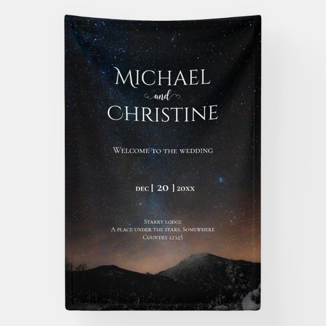Lona Boda del cielo nocturno bajo las estrellas (Vertical)