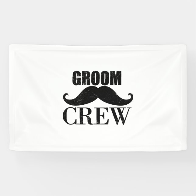 Lona Boda del partido de bachiller de Groom Crew Black  (Horizontal)