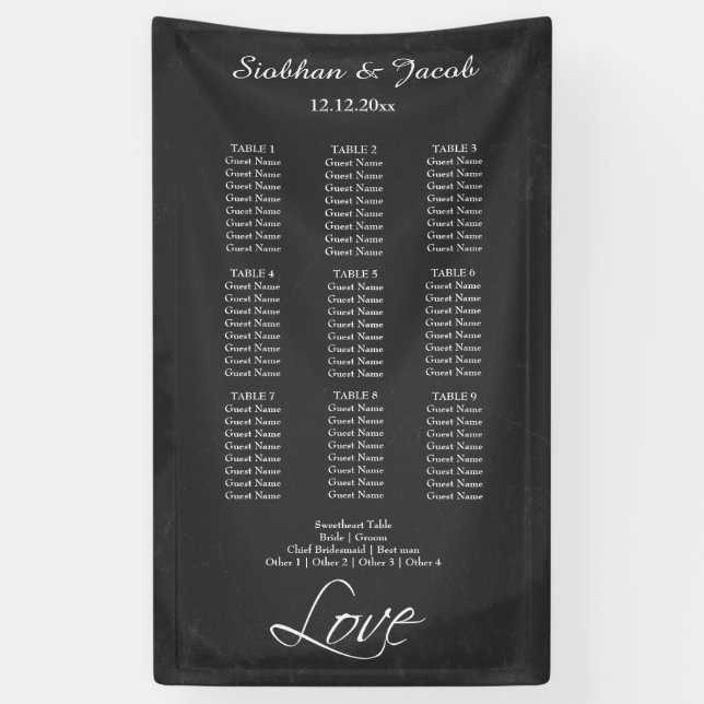 Lona Boda del tablero de anuncios Faux Chalkboard perso (Vertical)